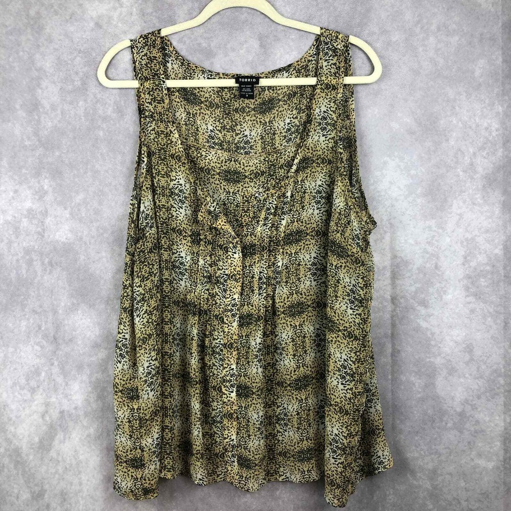 Torrid Top Womens 3X Abstract Animal Print Sleeveless Tank Tulip Split Back